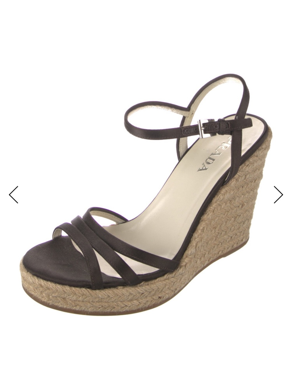 Prada Brown Leather Espadrille Wedge Platform Sandals sz 39